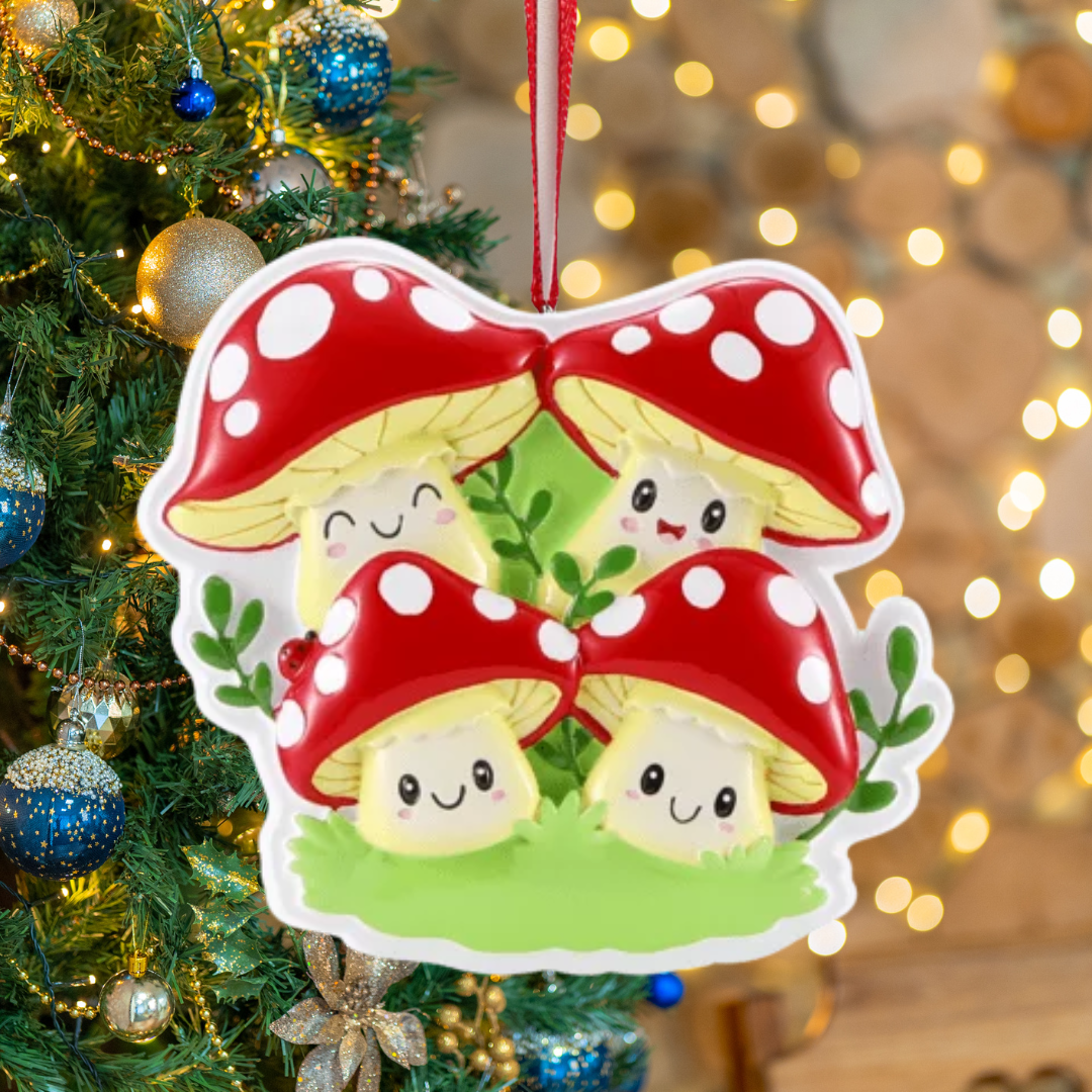 Mushroom Family of 4 Ornament