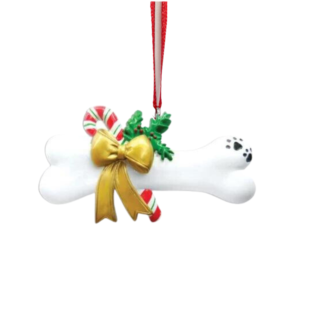 Dog Bone with Holly Ornament