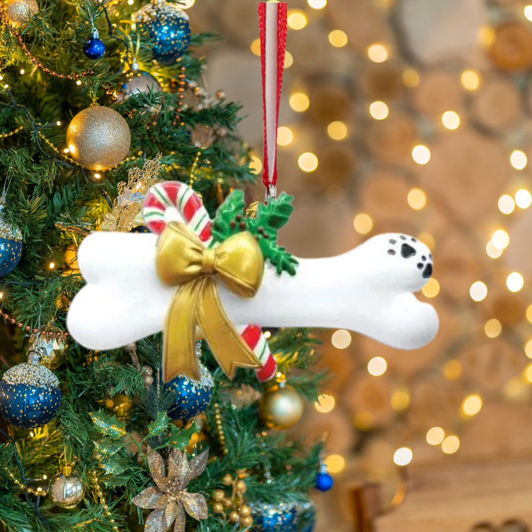 Dog Bone with Holly Ornament