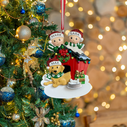 Couple with Dog in Doghouse Ornament