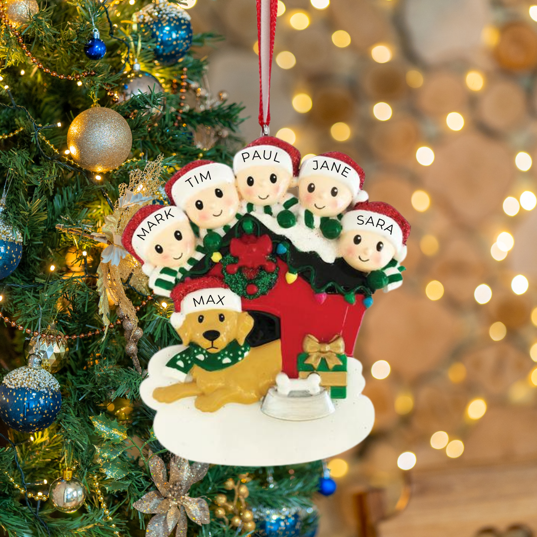 Doghouse Family of 5 Ornament