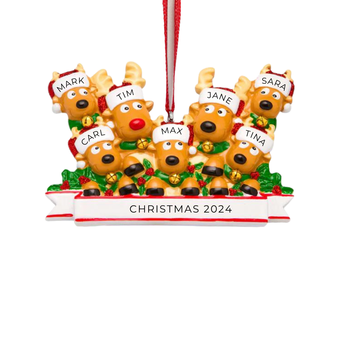 New Reindeer (family of 7) Christmas Ornament