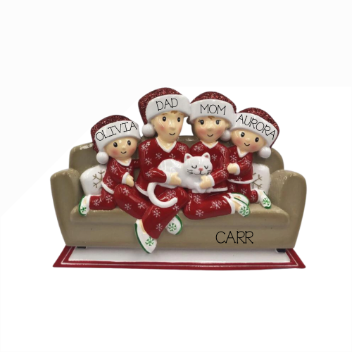 Family with Cat (Couple to Family of 6) Ornament