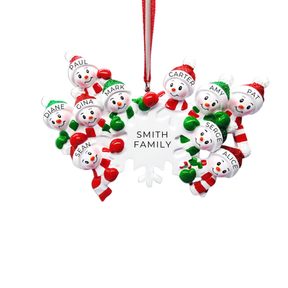 Snowman Snowflake Family of 10 Ornament