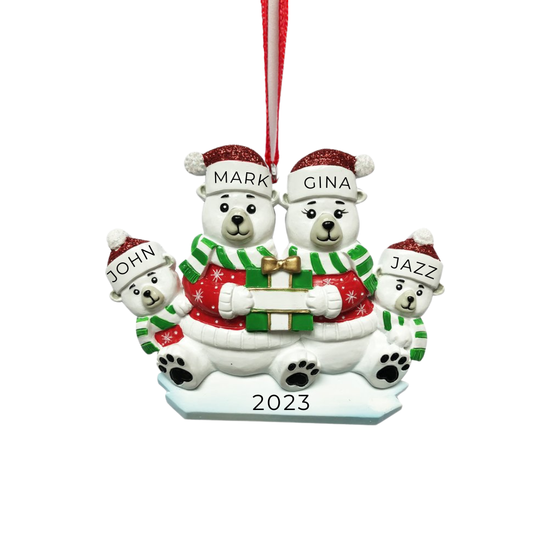 Polar Bear Family of 4 Ornament