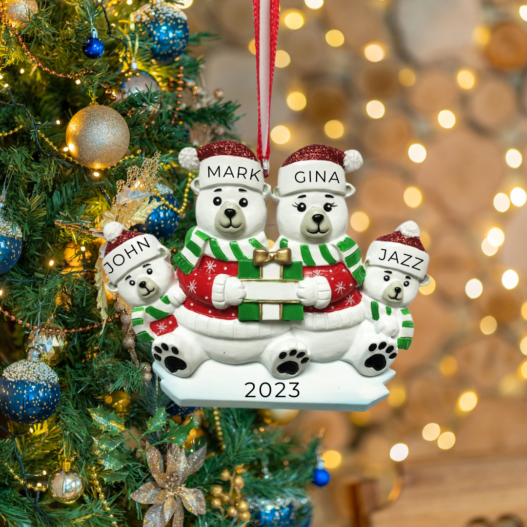 Polar Bear Family of 4 Ornament