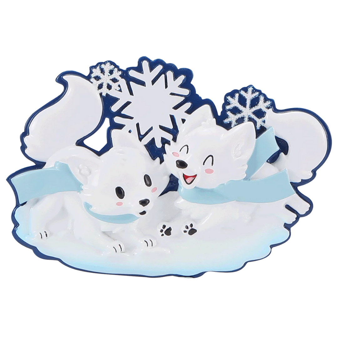 Arctic Fox Family of 2 Ornament