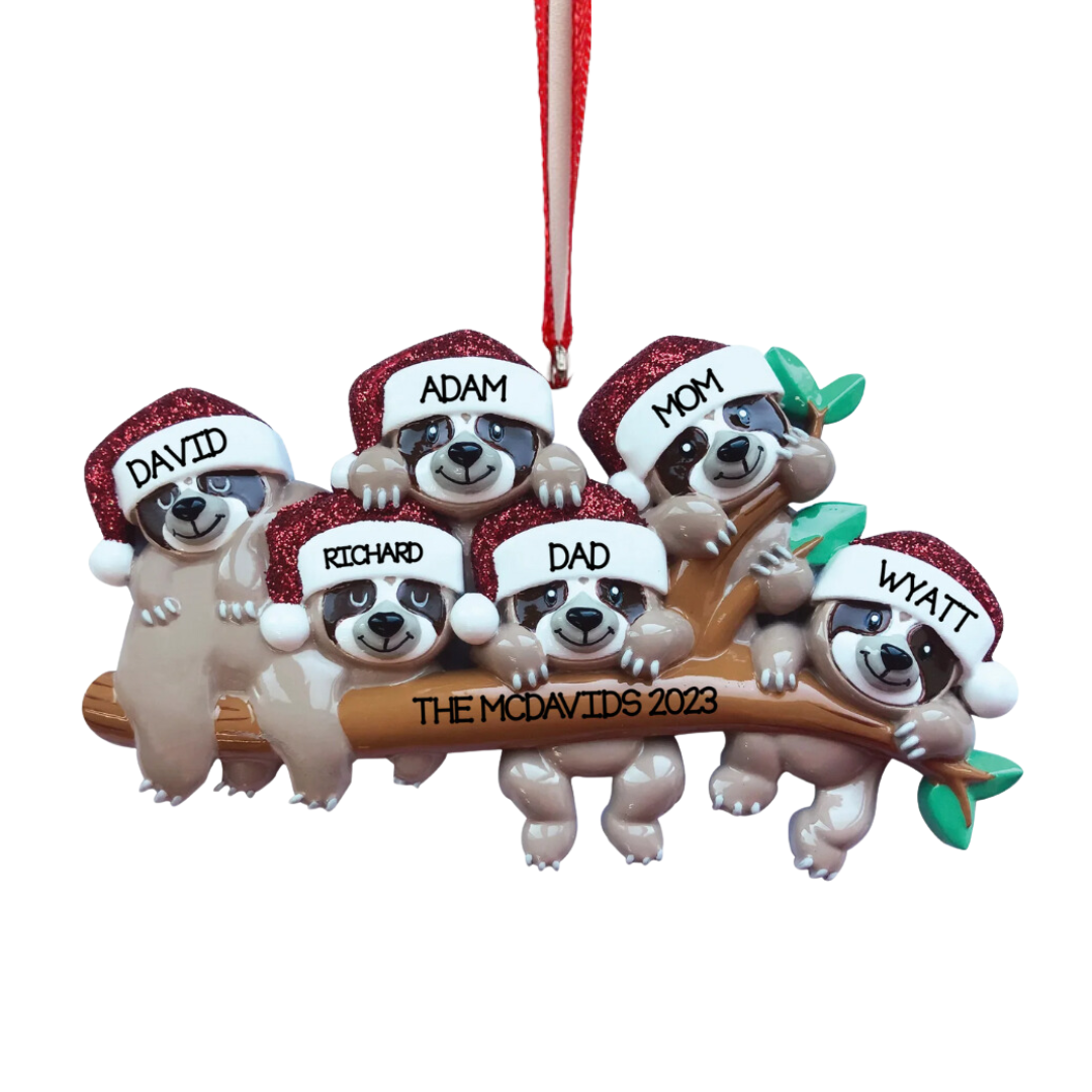 Sloth Family - Family of 6 Ornament