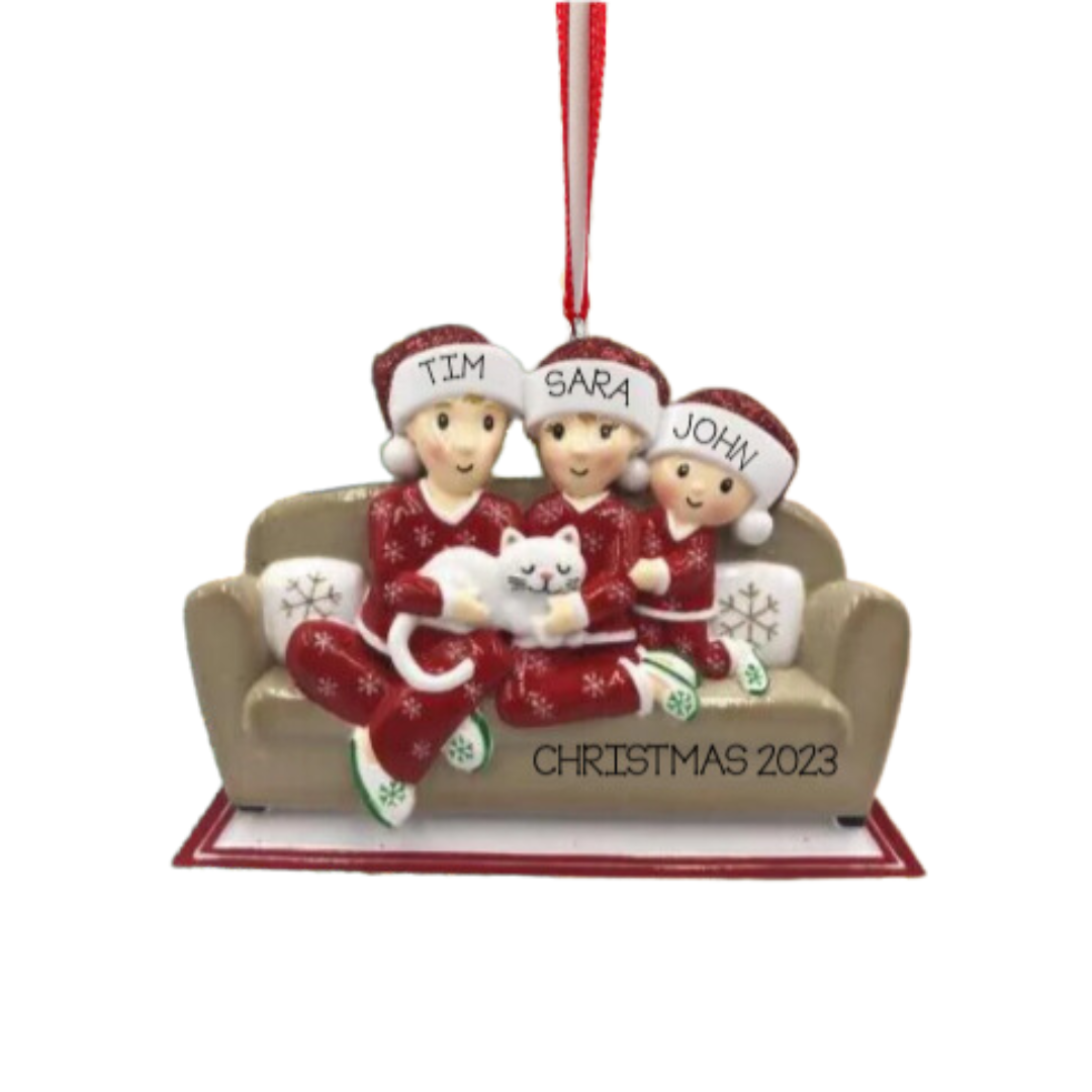 Family with Cat (Couple to Family of 6) Ornament