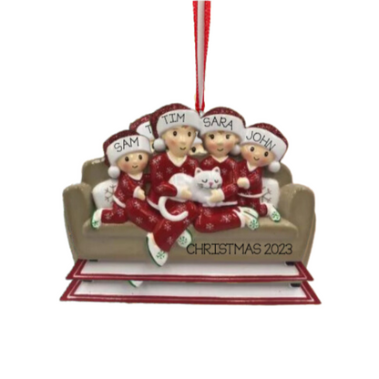 Family with Cat (Couple to Family of 6) Ornament