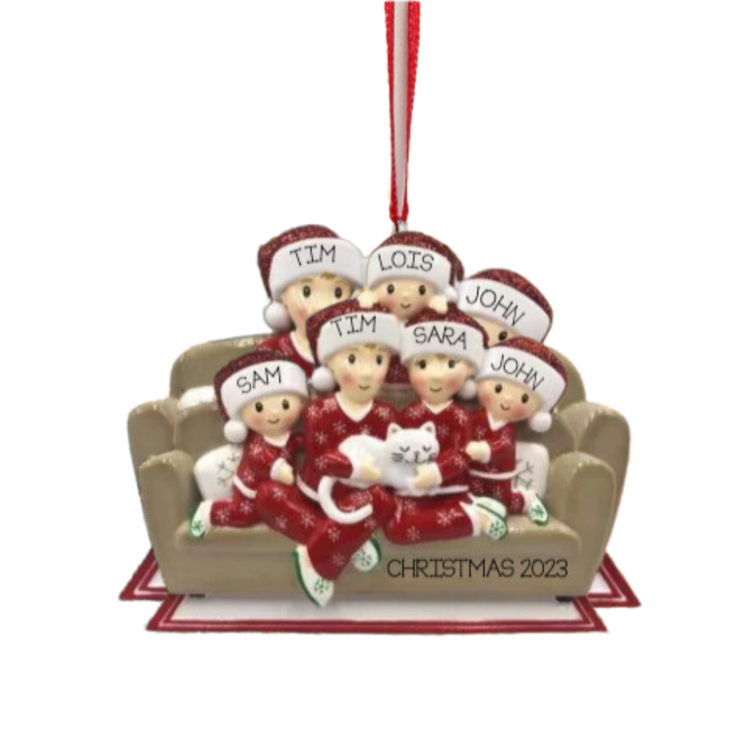 Family with Cat (Couple to Family of 6) Ornament