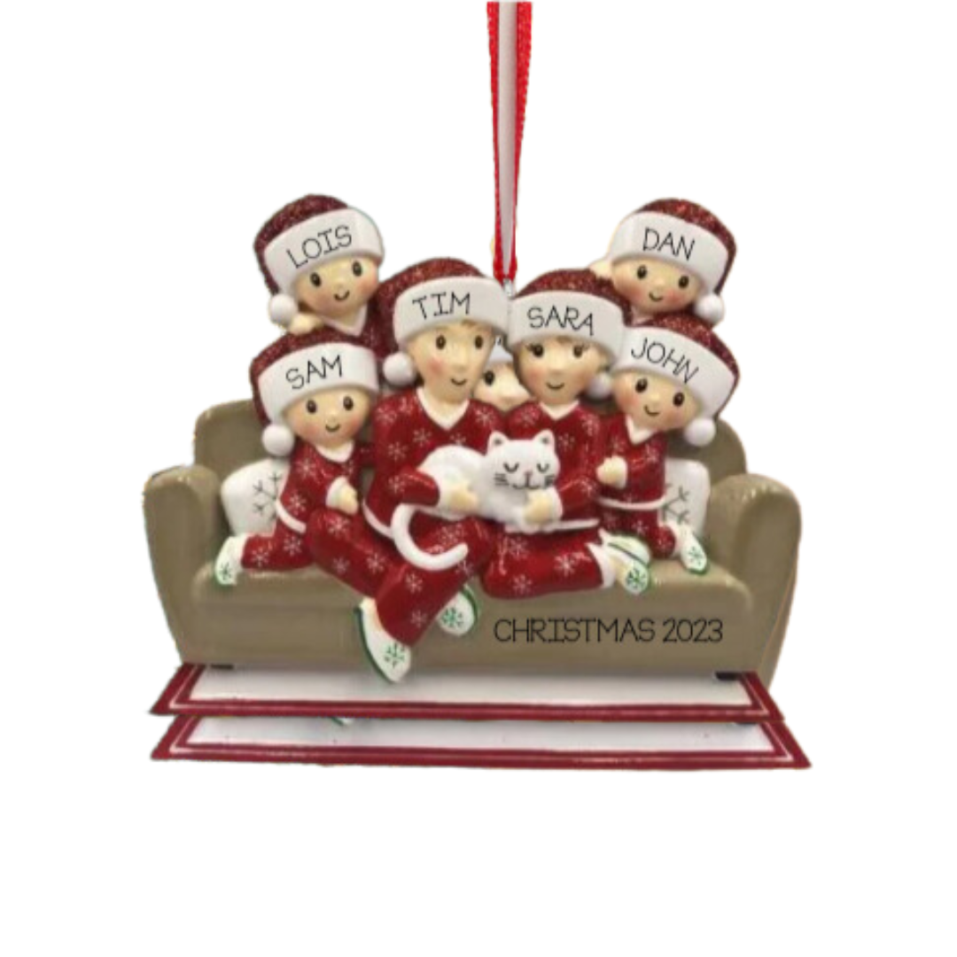 Family with Cat (Couple to Family of 6) Ornament