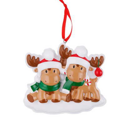 Cutesy Moose Couple Ornament