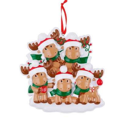 Cutesy Moose Family of 5 Ornament