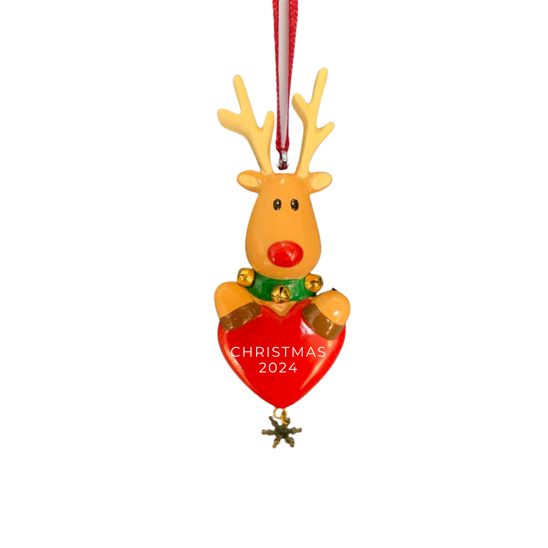 Reindeer Hugging Heart Ornament
