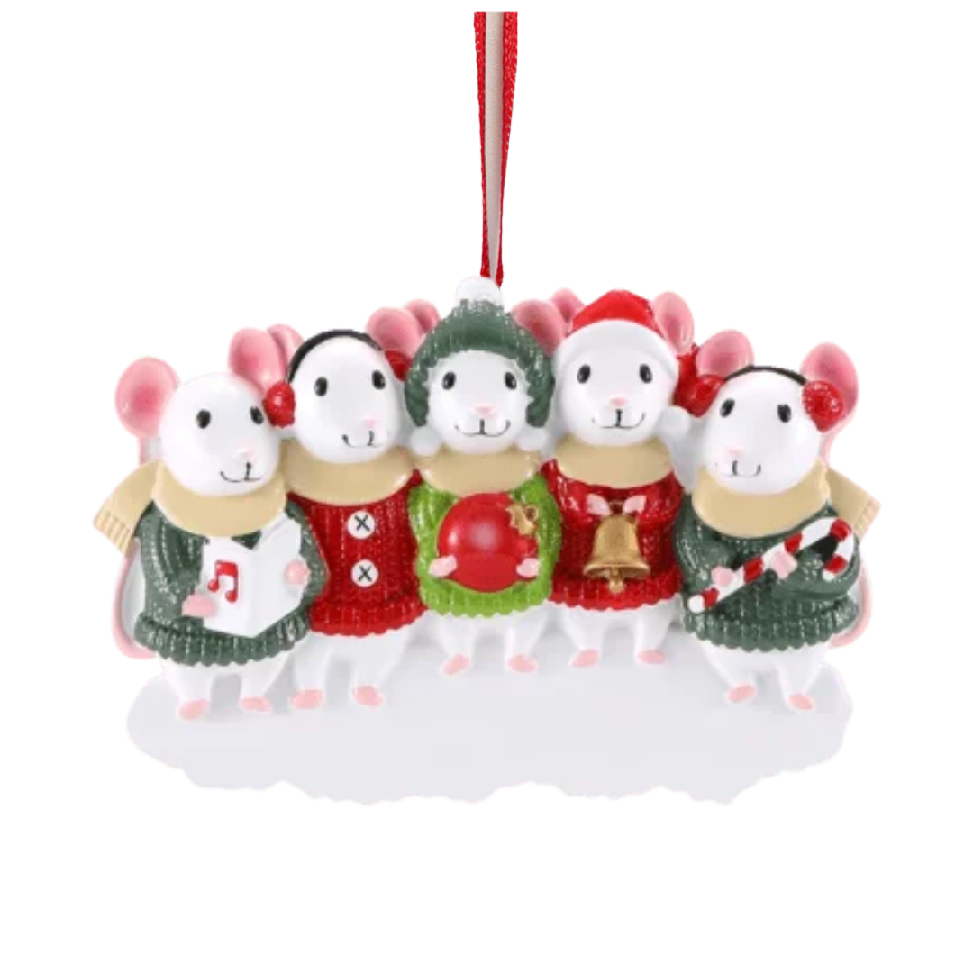 Mouse Family of 5 Ornament