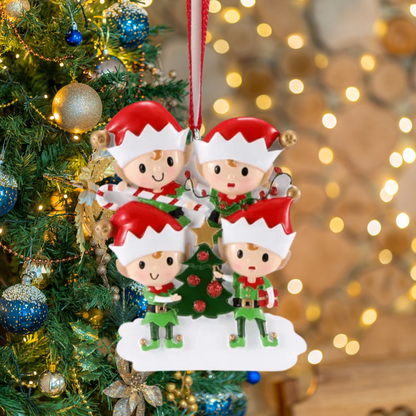 Elves Family of 4 Ornament