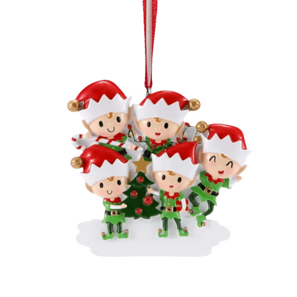 Elves Family of 5 Ornament