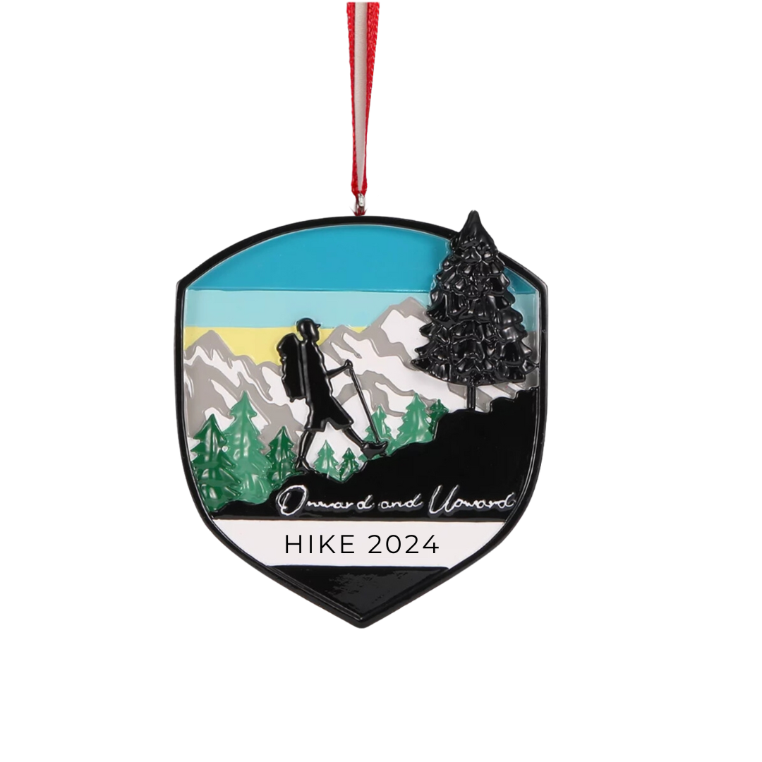 Personalized Adventure Badge Climbing/Hiking Ornament - Custom Holiday Gift