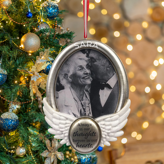 Personalized Always in our thoughts frame Ornament, custom holiday gift