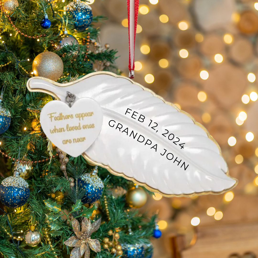 Personalized Angel Feather Ornament - Custom Holiday Gift