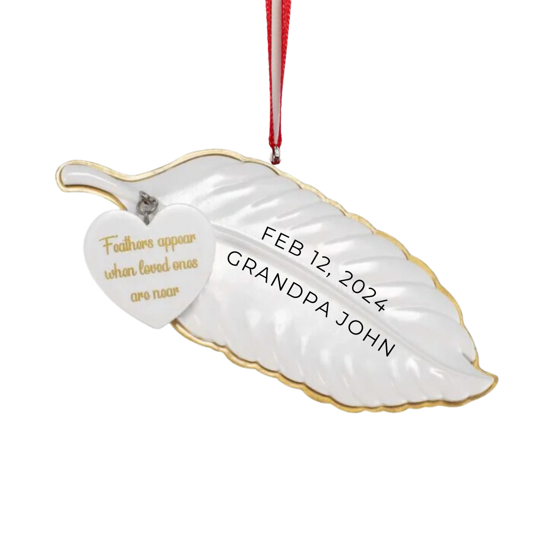 Personalized Angel Feather Ornament - Custom Holiday Gift