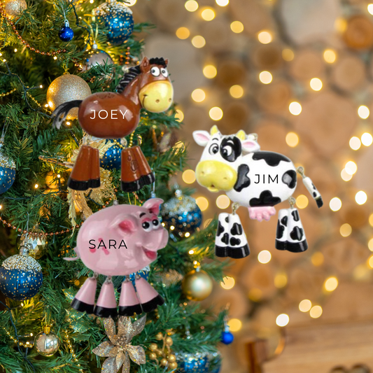 Personalized Animal Farm Ornament. custom holiday gift