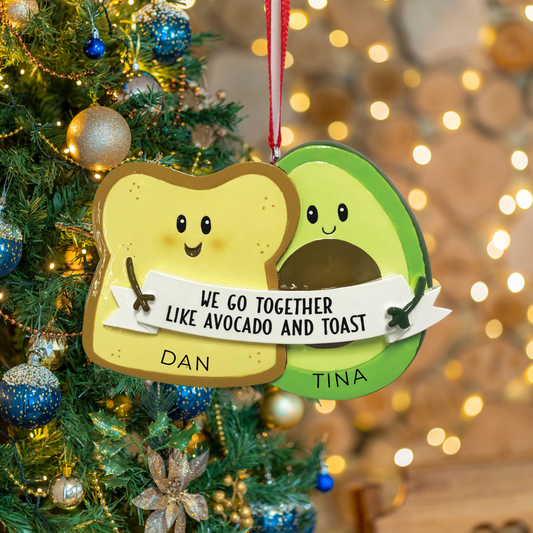 Personalized Avocado & Toast - Couple Ornament, custom holiday gift