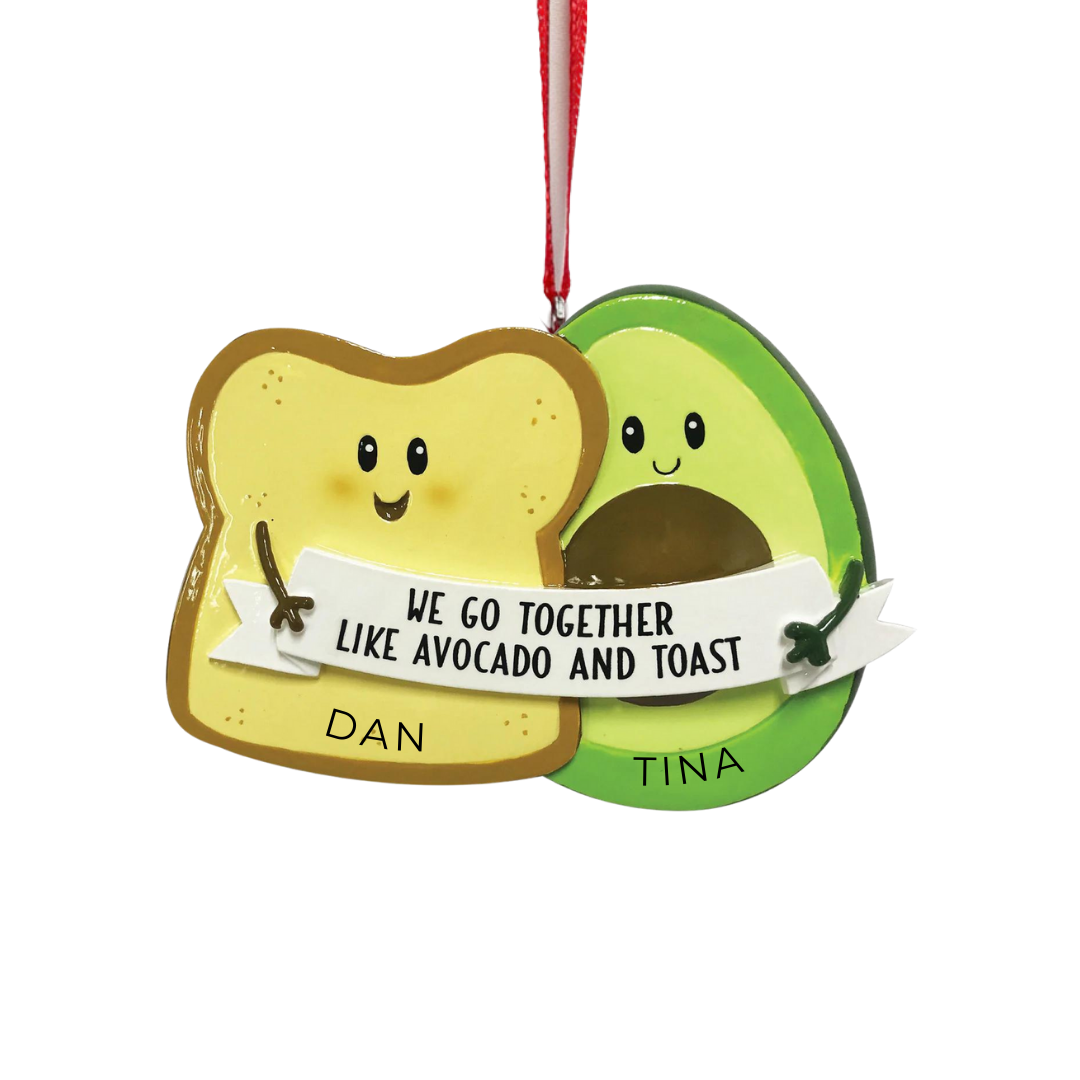 Personalized Avocado & Toast - Couple Ornament, custom holiday gift