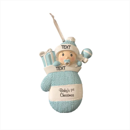 Baby Boy in Mitt Ornament