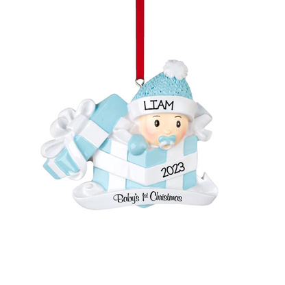 Baby Boy/Girl in Present Ornament