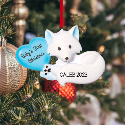 Baby Fox - Pink & Blue Ornament