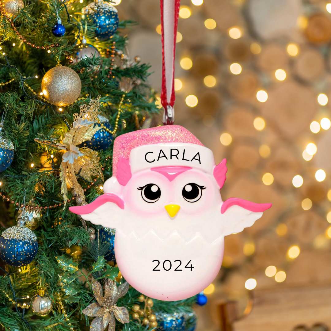 Personalized Baby Chick Ornament, custom holiday gift