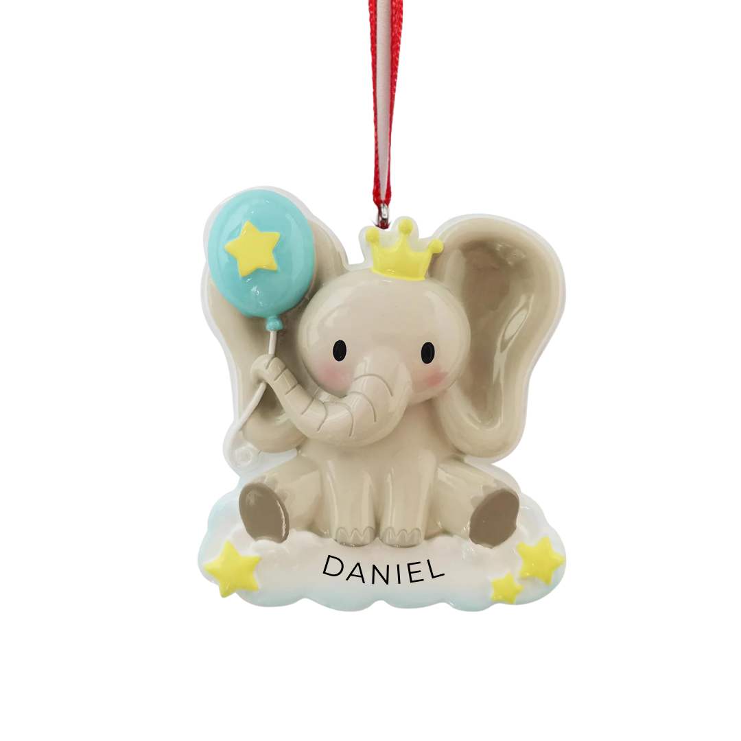 Personalized Baby Elephant Ornament, custom holiday gift