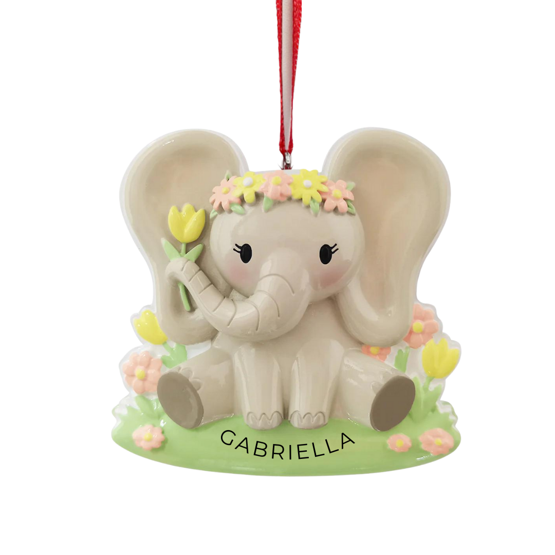 Personalized Baby Elephant Ornament, custom holiday gift