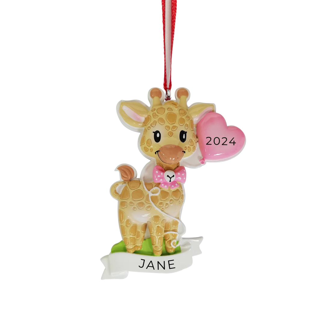 Personalized Baby Giraffe Ornament, custom holiday gift