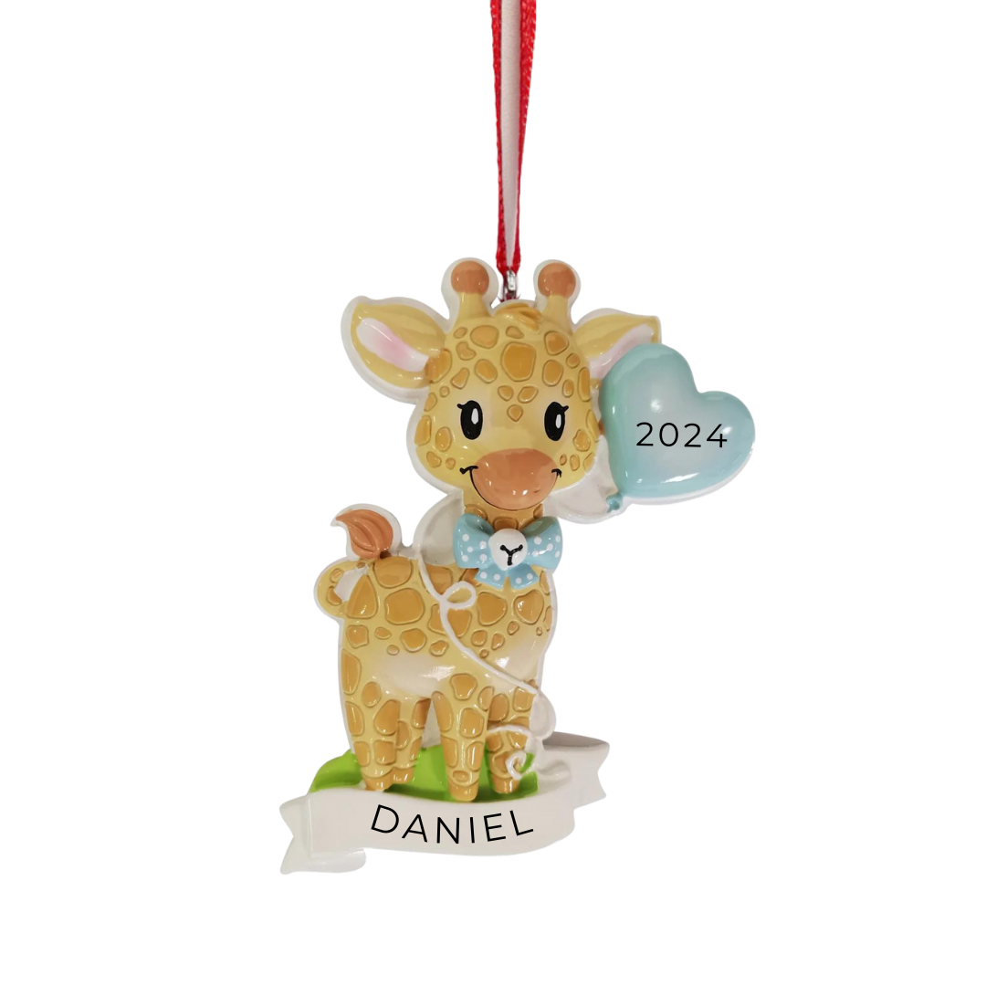 Personalized Baby Giraffe Ornament, custom holiday gift