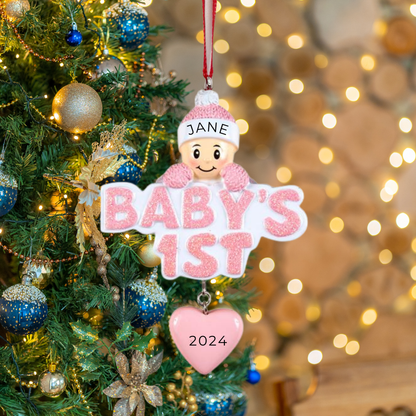 Personalized Baby Girl's 1st - Girl Ornament, custom holiday gift