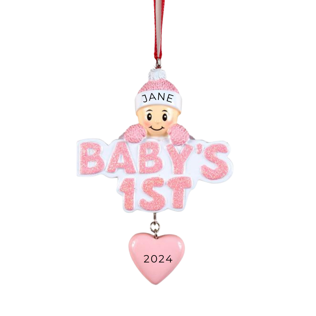 Personalized Baby Girl's 1st - Girl Ornament, custom holiday gift