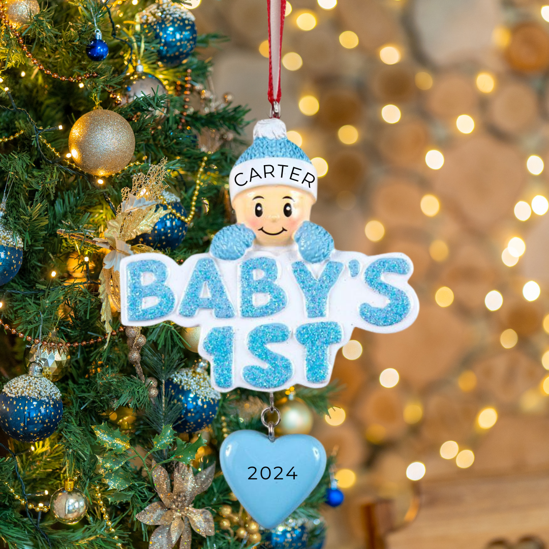 Personalized Baby's 1st - Boy Ornament, custom holiday gift