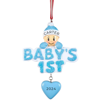 Personalized Baby's 1st - Boy Ornament, custom holiday gift