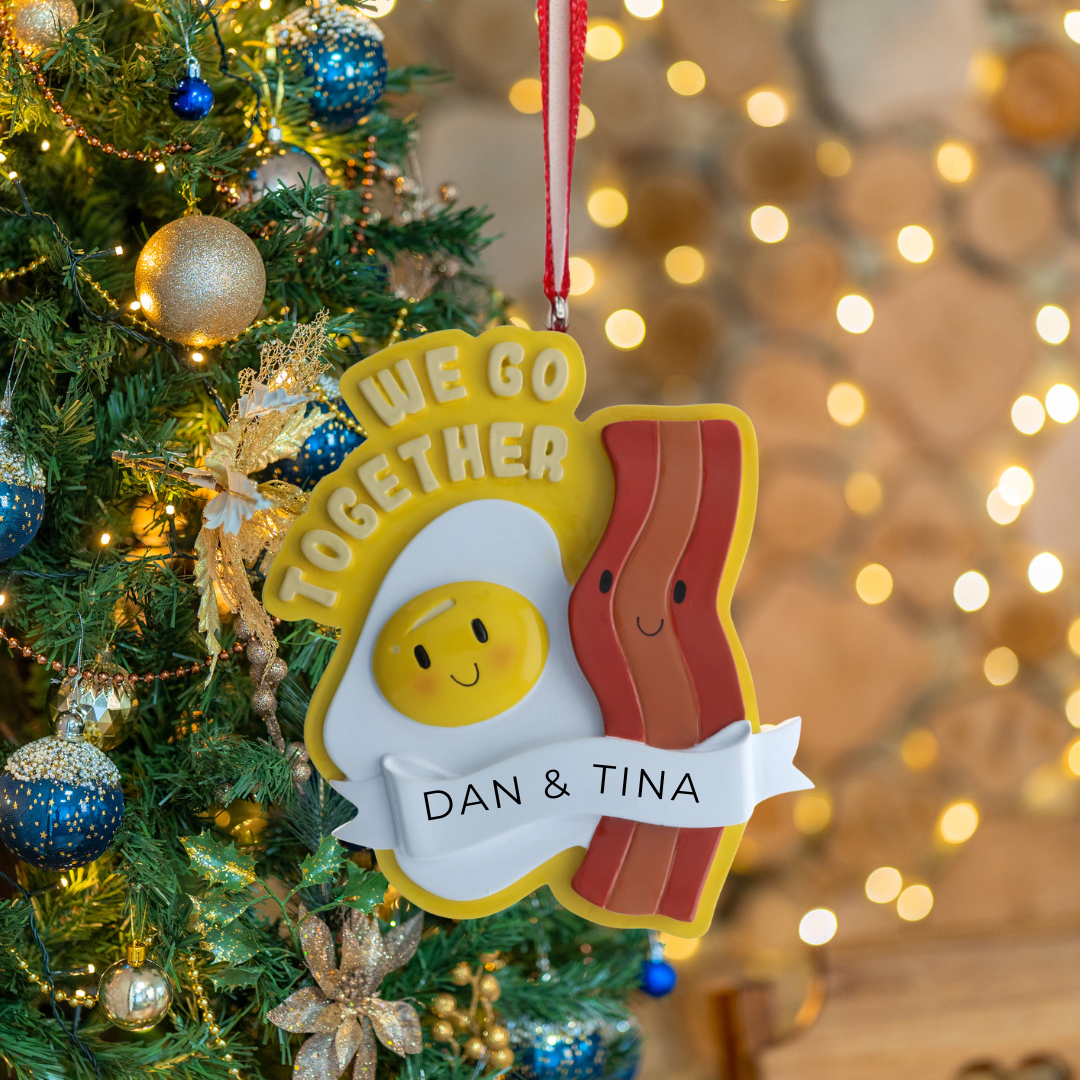 Personalized Bacon & Eggs - Couple Ornament, custom holiday gift