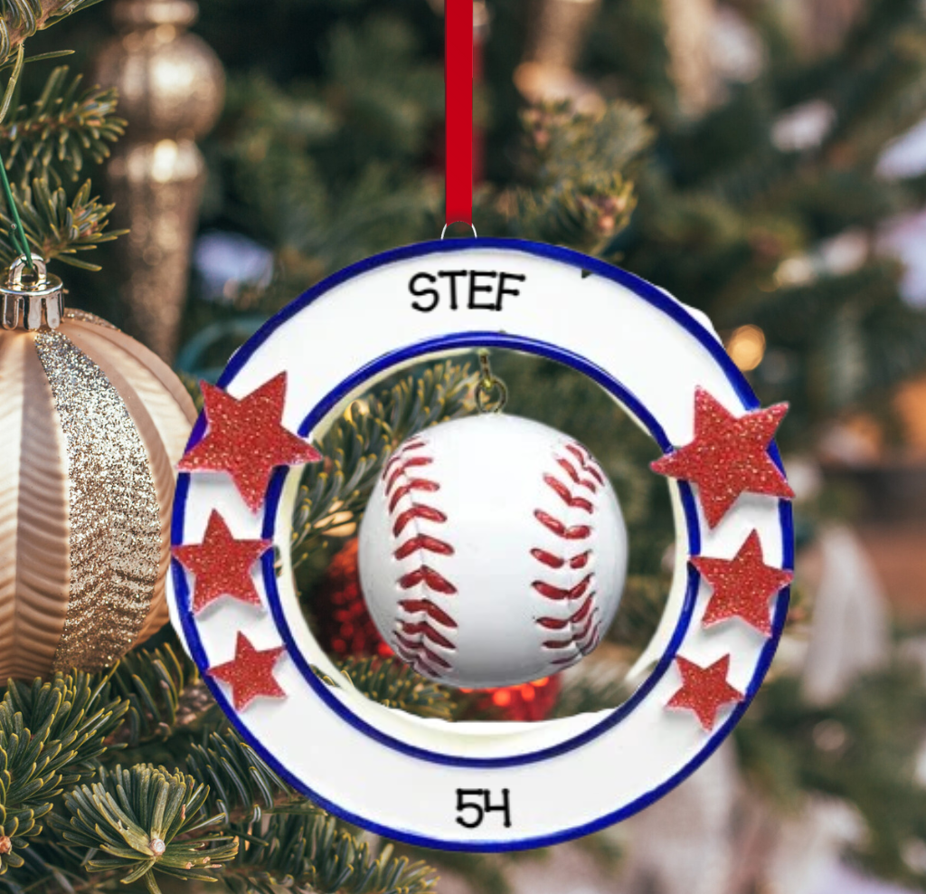 Personalized Baseball - 3D Ornament, custom holiday gift