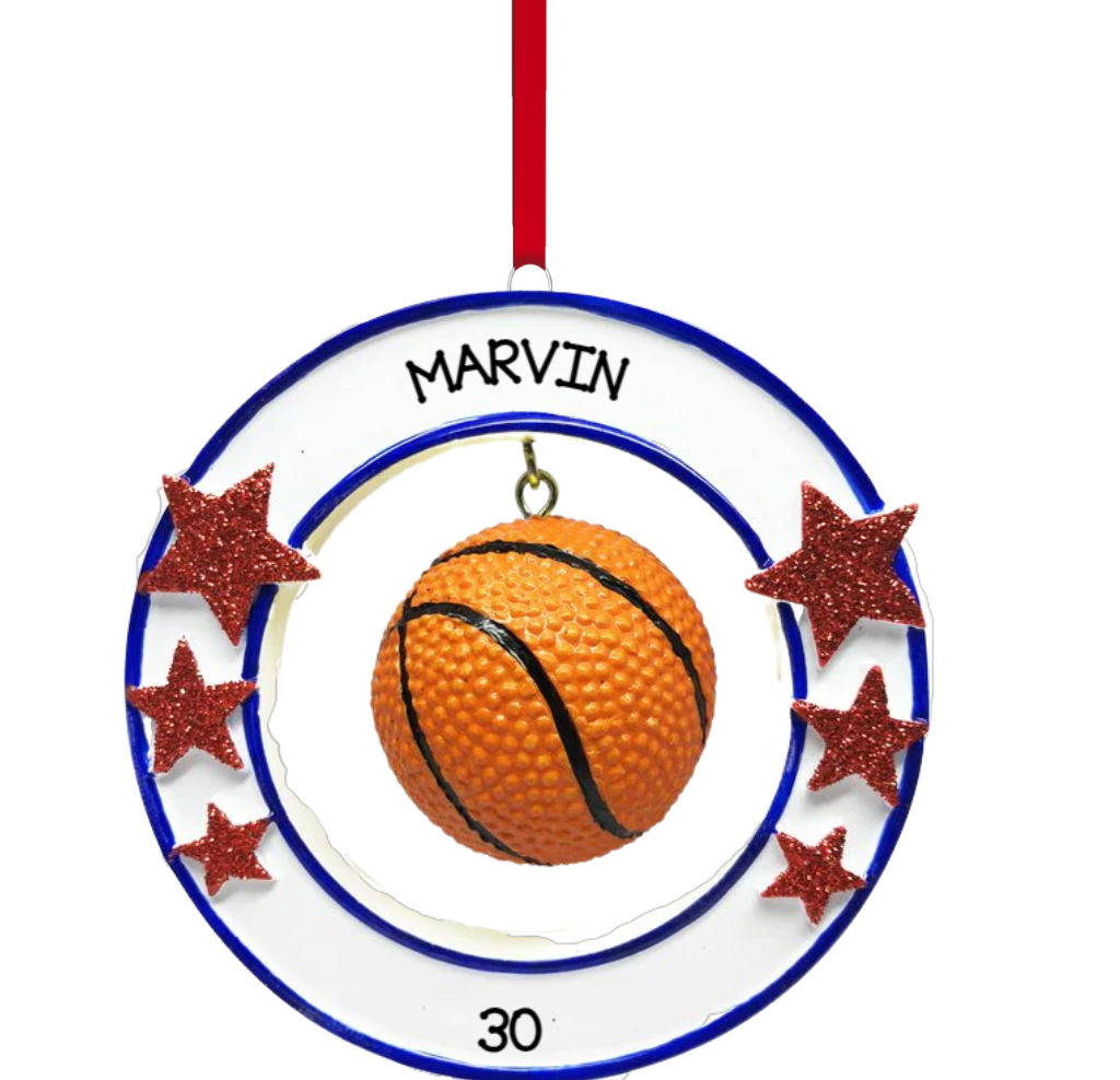 Personalized Basketball - 3D Ornament, custom holiday gift