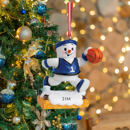 Personalized Basketball Snowman Ornament, custom holiday gift