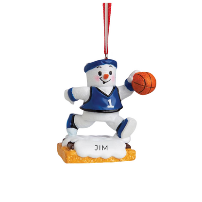 Personalized Basketball Snowman Ornament, custom holiday gift