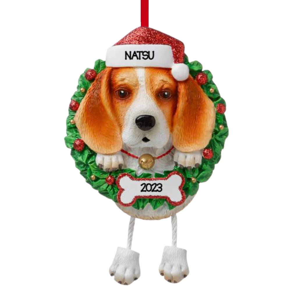 personalized Beagle Dog Ornament, custom holiday gift