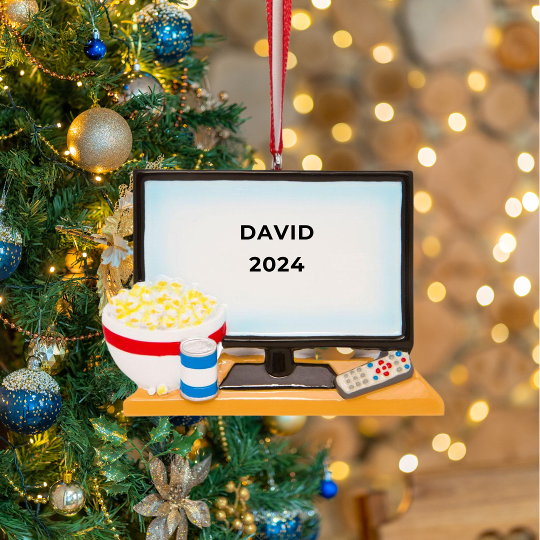 Personalized Big Screen TV Ornament, custom holiday gift