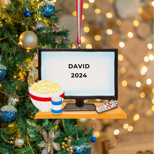 Personalized Big Screen TV Ornament, custom holiday gift