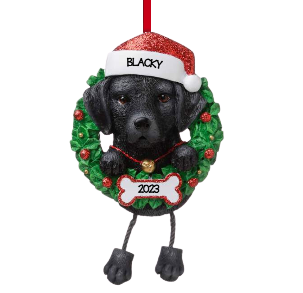 Personalized Black Lab Dog Ornament  - Custom Holiday Gift